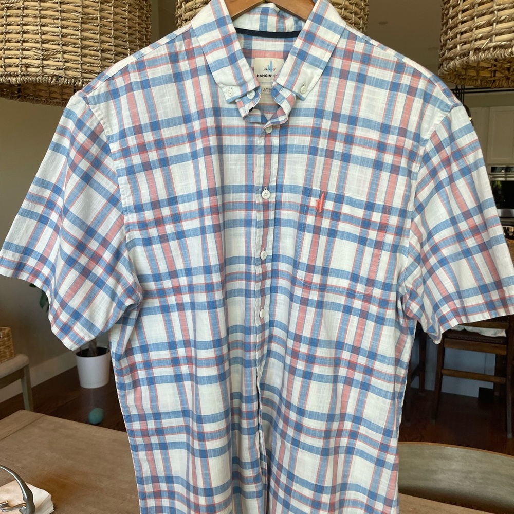 johnnie-O Blue and Pink Plaid Casual Shirt - worn twice